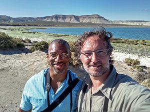 Christian Cooper, host of National Geographic's Extraordinary Birder, birding with Agustin Esmoris in Peninsula Valdes, Patagonia, Argentina.