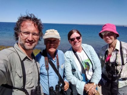 Karen Blake, Paul, and Rosemary Clapham from Canada enjoying birding around Trelew and Puerto Madryn