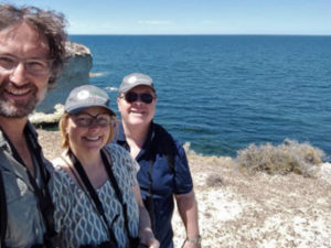 Jennifer Baker and Ted Mawson enjoying birdwatching along the coast of Puerto Madryn, Patagonia