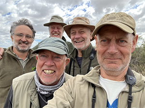 Birdwatching with Mike, Peter, Nick, and John during their Antarctic cruise stop at Puerto Madryn, Chubut, Patagonia Argentina, South America.