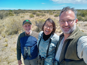 Ed and Isabel Fair birdwatching near Puerto Madryn, Chubut, Argentina